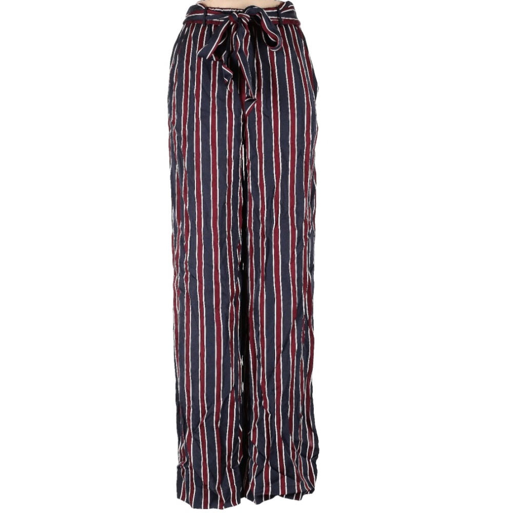 FRAME Easy Side-Slit Striped Wide-Leg Pants
